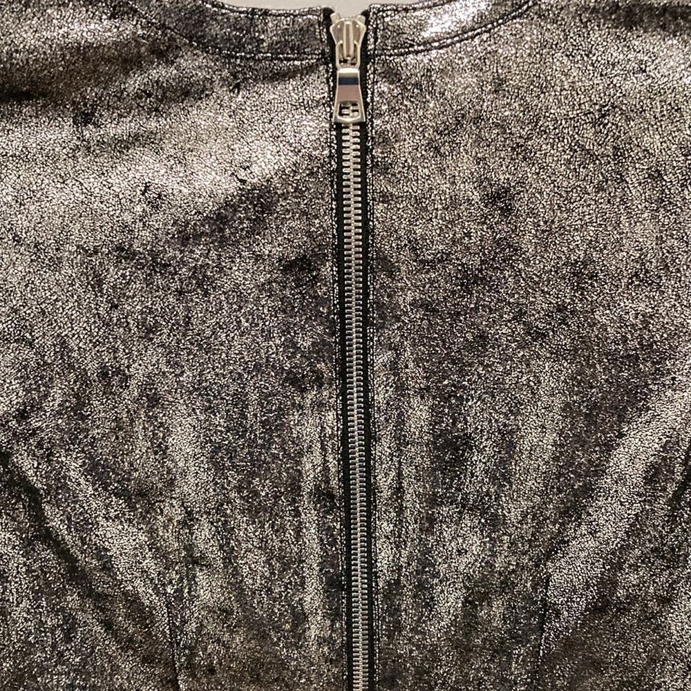 RTA Calfskin Silver Metallic Leather Mini Dress with Exposed Zippers. Size 0. - Picture 6 of 11
